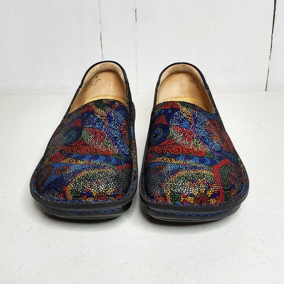 Alegria Debra Psych Fest Leather Wedge Heel Professional Clogs 38 - Picture 4 of 10